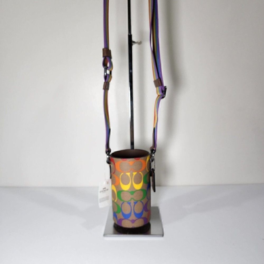 NWT Coach C9855 Water Bottle Crossbody In Rainbow Signature Canvas Pride